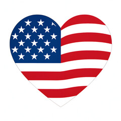 Fototapeta premium Symbol of love for America with heart-shaped American flag design.