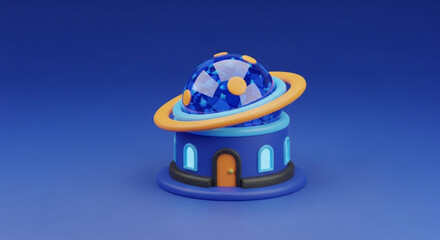 Explore the cosmos with this 3d render of a planetarium observatory for astronomy enthusiasts and science lovers