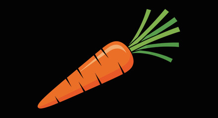 Stylized orange carrot vegetable with green tops illustration.