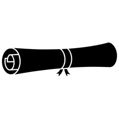 Black Graduation Scroll Silhouette Icon | Minimal Diploma Vector PNG Download