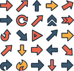 Collection of diverse hand-drawn doodle arrows and signs.