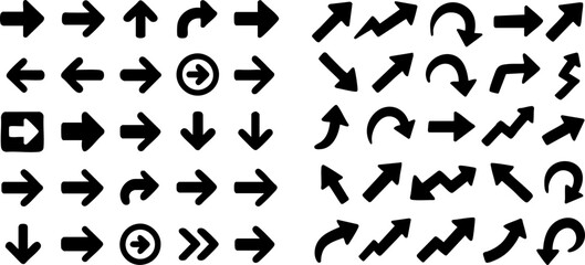 A comprehensive set of diverse black arrow icons.