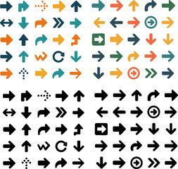 Variety of arrows in different styles for web and app UI.