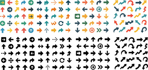 Collection of diverse directional arrow icons.