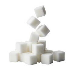 White sugar cubes isolated on transparent background