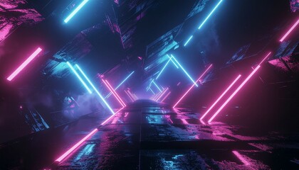 Dark, futuristic abstract vector art with glowing neon lines. Ideal for technology, gaming, and cyber-themed projects