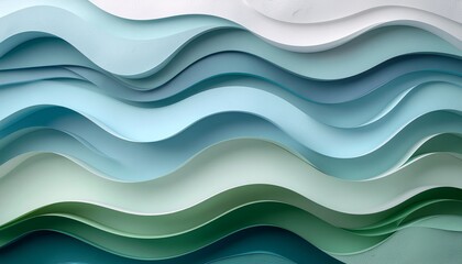 Creative paper cut abstract layers in blue and green, symbolizing depth, growth, and strategic business vision.