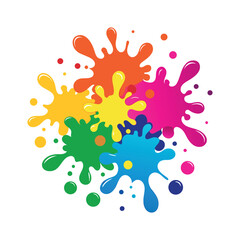 Color ink blots. Colorful paint splatters and drips in organic splashes. Bright, playful, bold abstract graffiti spots for kids art blobs, comics, pop art design. Vector isolated set