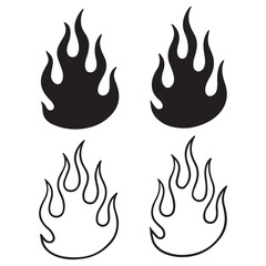 Flame silhouettes in classic 90s style, motorcycle 
and hot rod car style vector