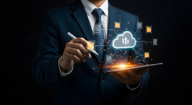 Cloud Computing Business Concept: Digital Data Management and Network Technology