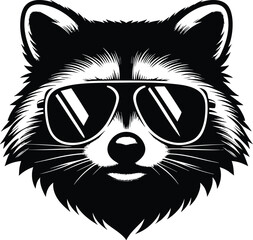 A Cool Raccoon Cartoon Mascot Character silhouette vector illustration isolated on white background