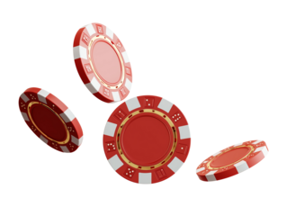 Flying casino chips, transparent background