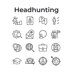 Headhunting Line Icons Set