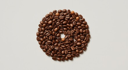 Circle of Roasted Coffee Beans on White Background
