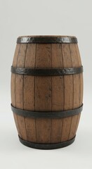 Obraz premium Wooden barrel stands isolated on white background
