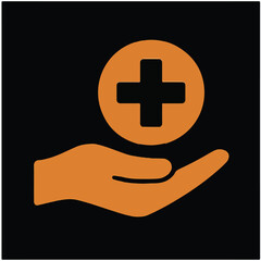 Minimalist Healthcare Icon – Hand Holding Medical Cross Symbol

Modern Line Art of Medical Support and Protection

Healthcare Assistance Symbol – Orange Hand and Cross on Black Background

Flat Vector