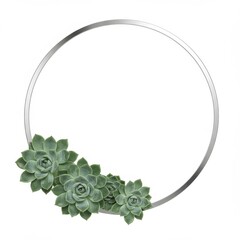 Succulents flourish within metal ring decoration