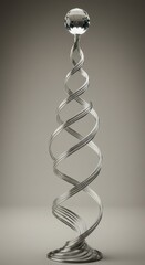 Sculpture ascends elegantly in neutral studio lighting