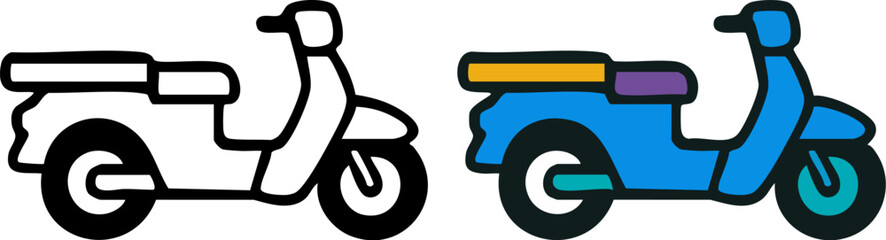 Obraz premium Stylized Scooter Vector Illustration Icon.