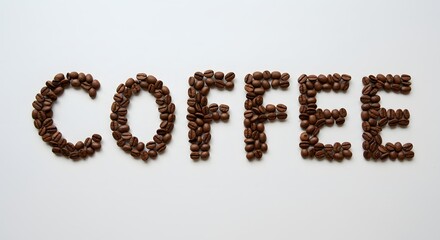 Coffee Beans Spelling the Word Coffee on White Background
