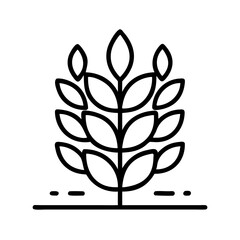 wheat icon line art vector illustration on transparent background