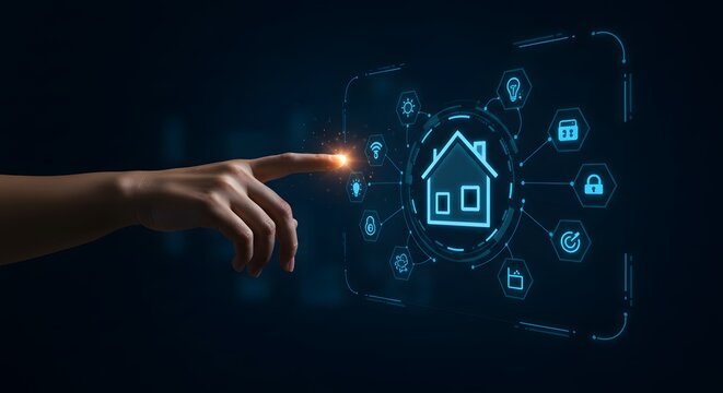 Smart Home Technology Interface with Hand Interaction - Powered by Adobe