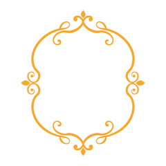 Gold Frame Flourish Ornament on White Background