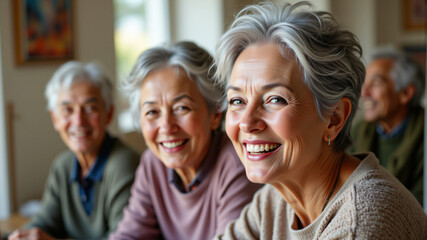Fototapeta premium Joyful Seniors Gathering in a Cozy Social Setting