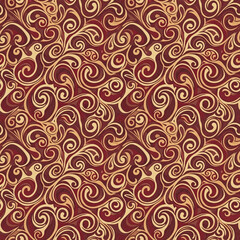 Elegant Vintage Swirl Vine Seamless Pattern Background Design (Suitable for High-End Packaging or Home Decor)