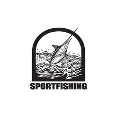 Striking, high-quality vector art of a marlin, a renowned sport fish. The artwork features intricate details that highlight the fish's distinctive shape and speed. Ideal for deep-sea fishing enthusias
