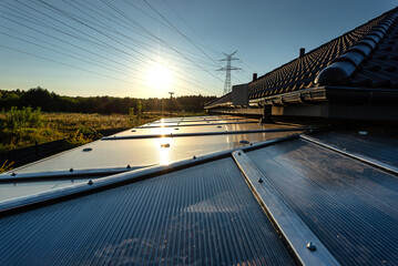 The terrace covering is visible from above, the roof is covered with polycarbonate.