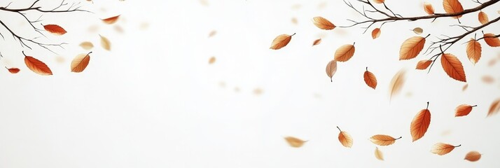 Seasonal autumn leaves falling from tree branches evoke change, tranquility, and nature themes, ideal for seasonal promotions or environmental campaigns