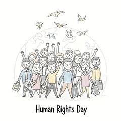 Obraz premium People marching together for human rights equality illustration
