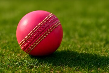 Pink leather ball on green grass