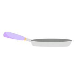 Cooking Pan with Purple Handle Illustration