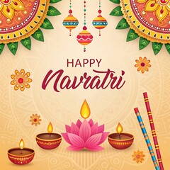 Vibrant Navratri Celebration: Festive Design & Greetings