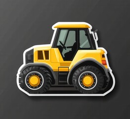 Naklejka premium Illustration of a vibrant yellow construction roller with detailed stylized features