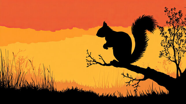 Cute Squirrel Vector Illustration Isolated on White Background, Woodland Animal Cartoon Design
