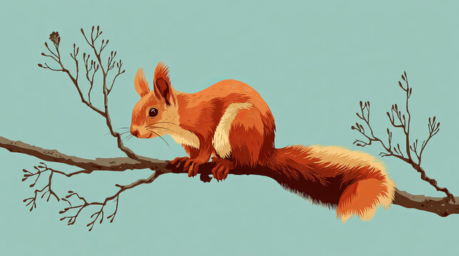 Cute Squirrel Vector Illustration Isolated on White Background, Woodland Animal Cartoon Design