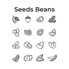 Seed and Beans Line Icons Set