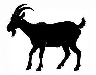 Silhouette of a Majestic Goat Walking in Profile Facing Left