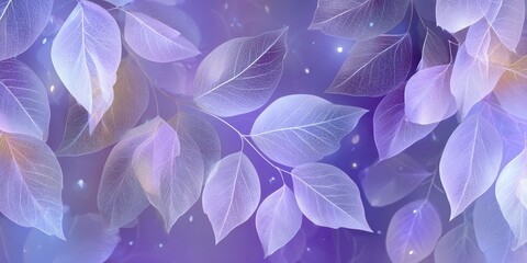Nature-inspired abstract background with glowing translucent purple leaves and visible veins for wellness, beauty, or creative branding