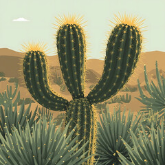 Ferocactus cactus, large barrel shape with thick golden spines, desert background, realistic botanical photography, sharp details