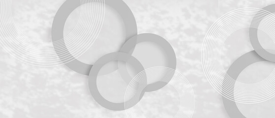 Abstract geometric background featuring layered gray circles with subtle gradients and concentric line patterns on a light backdrop