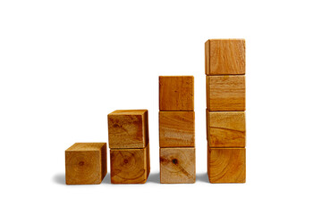 Wooden blocks arranged in increasing height like a bar graph.