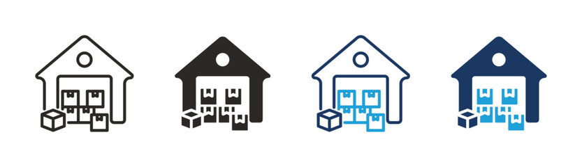 Set of Warehouse icon collection in Multiple Style. Icon suitable for web and mobile application.