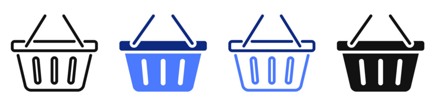 Vector icon or logo of empty shopping basket related to commerce and retail, payment and purchase, food and grocery. Symbol for website or app UI, logo design, illustration