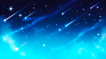 Digital artwork, starry night sky, gradient navy to turquoise blue
