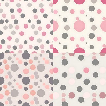Polka Dot Patterns: A collection of seamless, pastel-colored polka dot patterns, offering a versatile backdrop for various design applications and evoking a sense of playful elegance.