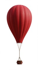 Obraz premium Crimson Hot Air Balloon Ascends Against White Background